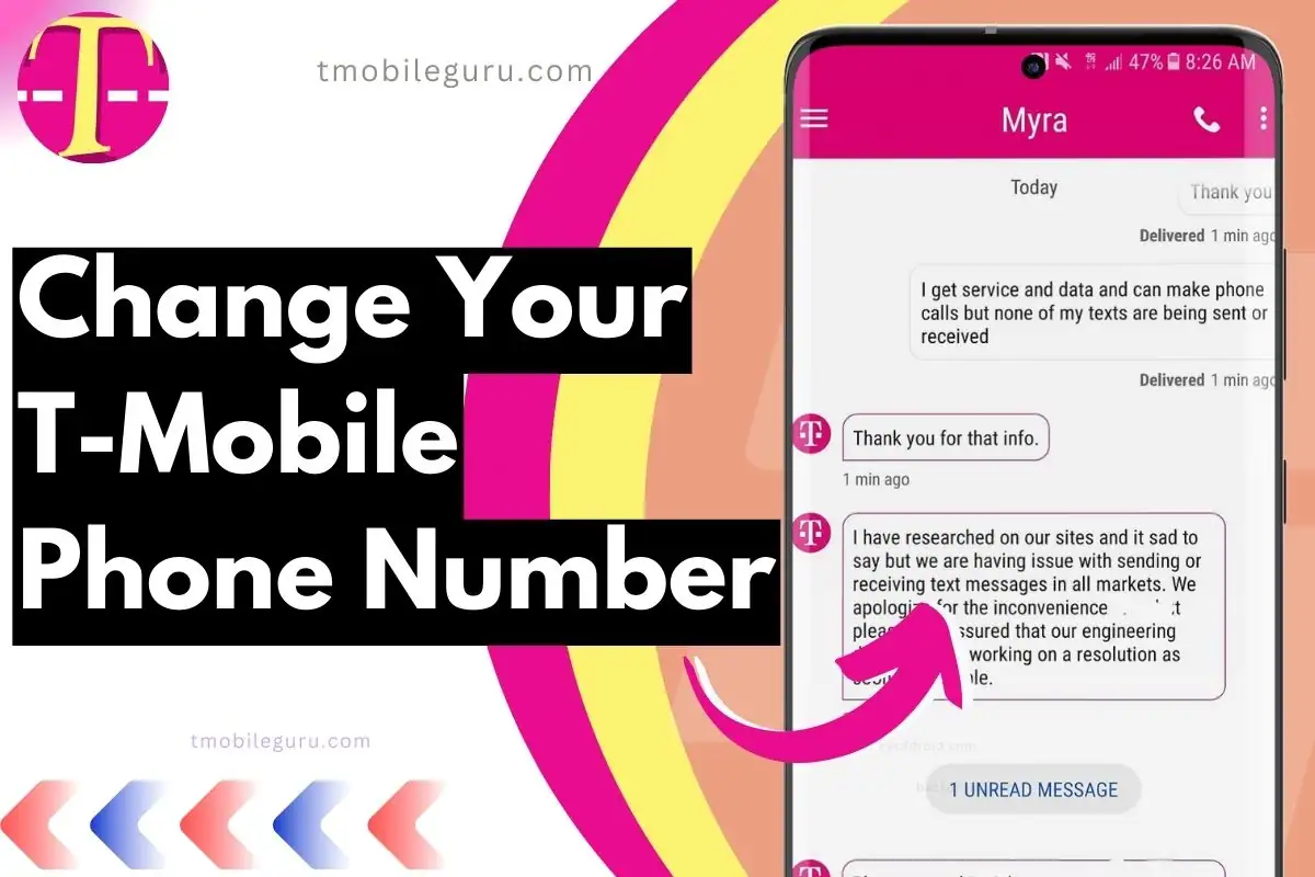 screenshot of Changing Your T-Mobile Phone Number with overlay text