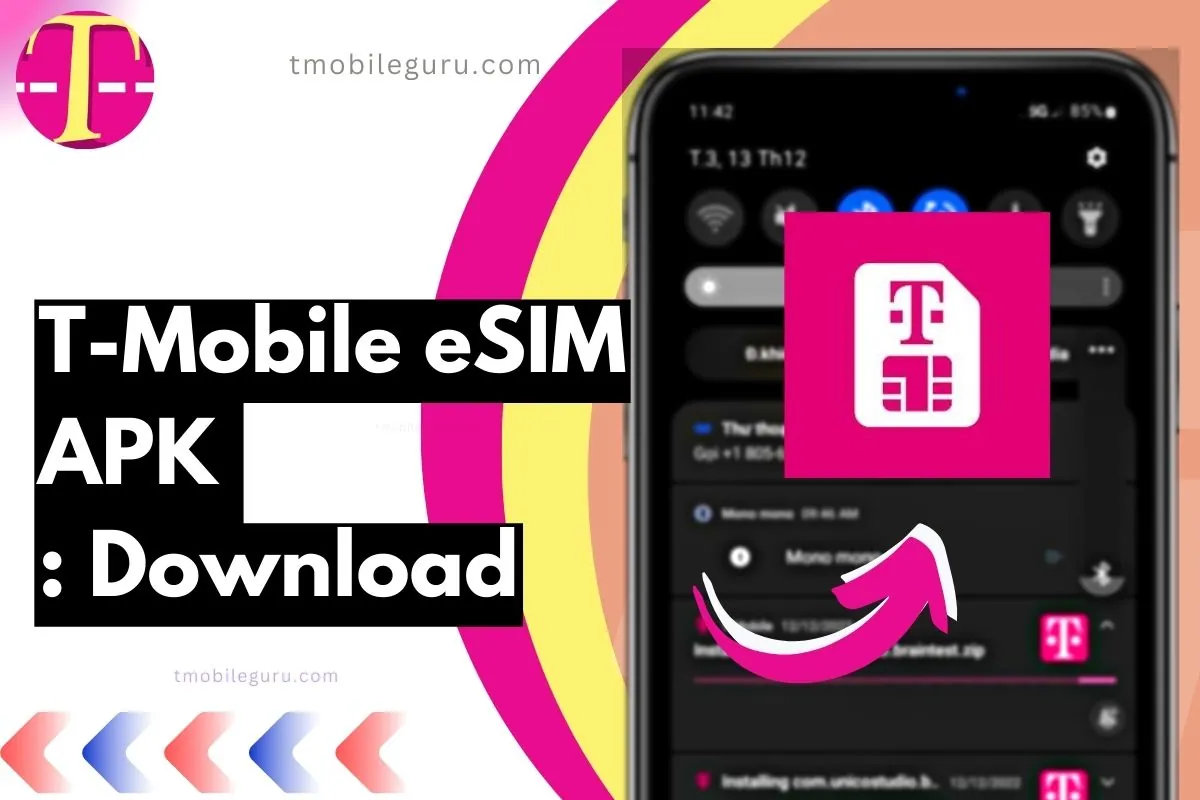 screenshot of tmobile esim apk with overlay text to download